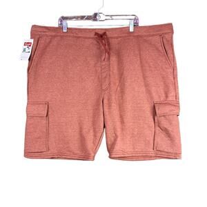 Wrangler Mens Shorts Hearther Orange Athletic Fit Cargo Fleece Comfort XXL